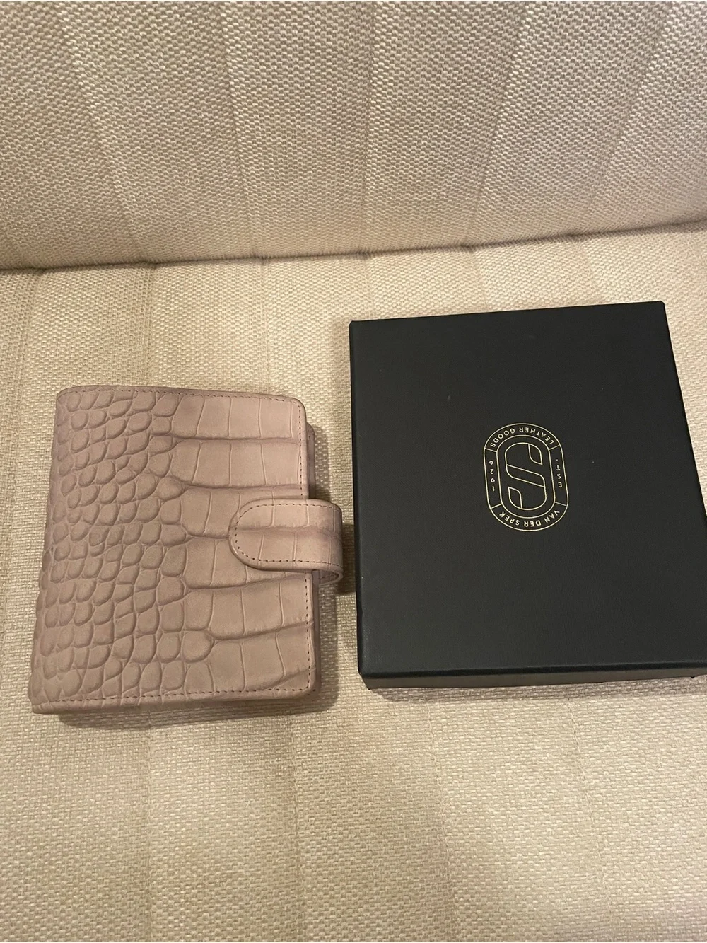 Van Der Spek Stardust Croco Suede Leather Planner Junior
